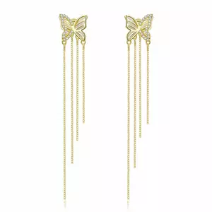 Elegáns Gold Butterfly ezüst fülbevaló