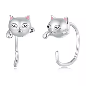 Ezüst cicák fülbevaló