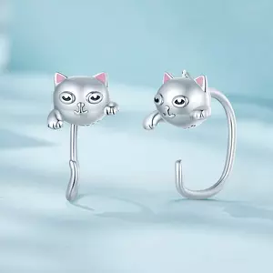 Ezüst cicák fülbevaló