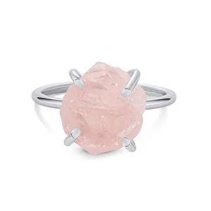 Ezüst egyszerű rózsakvarc ezüst gyűrű