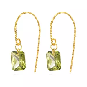 Ezüst fülbevaló Big Green Crystal