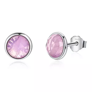 Ezüst fülbevaló opálos rózsaszín kristályokkal