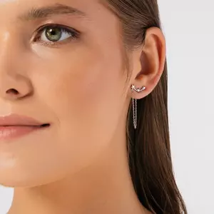 Ezüst Long Chain Stars fülbevaló