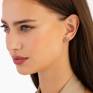 Ezüst macska rózsaszín szerelem ezüst fülbevaló