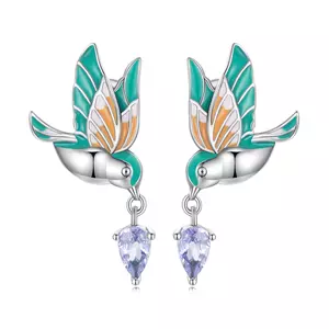 Ezüst madár könnycsepp fülbevaló