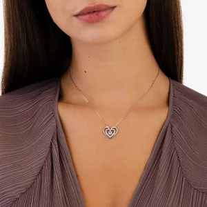 Fényes dupla szív ezüst nyaklánc