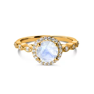 Golden Dreamy Moonstone ezüst gyűrű