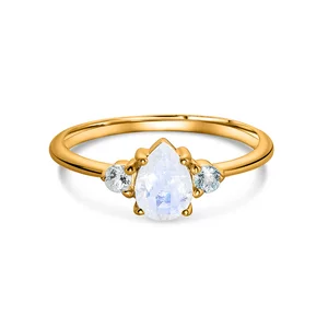 Golden Special Moonstone Drop ezüst gyűrű