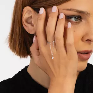 Hosszú láncú szív ezüst állítható gyűrű