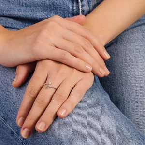 Kék-ezüst kristályok állítható ezüst gyűrű