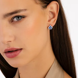 Kék Petunia ezüst fülbevaló