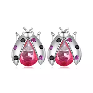 Kristályok Katicabogár ezüst fülbevaló