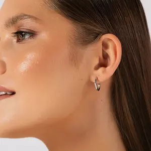 Négyzetes Hoops ezüst fülbevaló