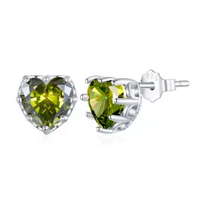Olive Crystal Heart ezüst fülbevaló