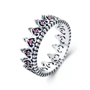 Pink Hearts Crown ezüst gyűrű