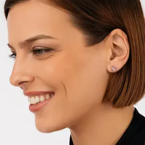 Pink Squares ezüst fülbevaló