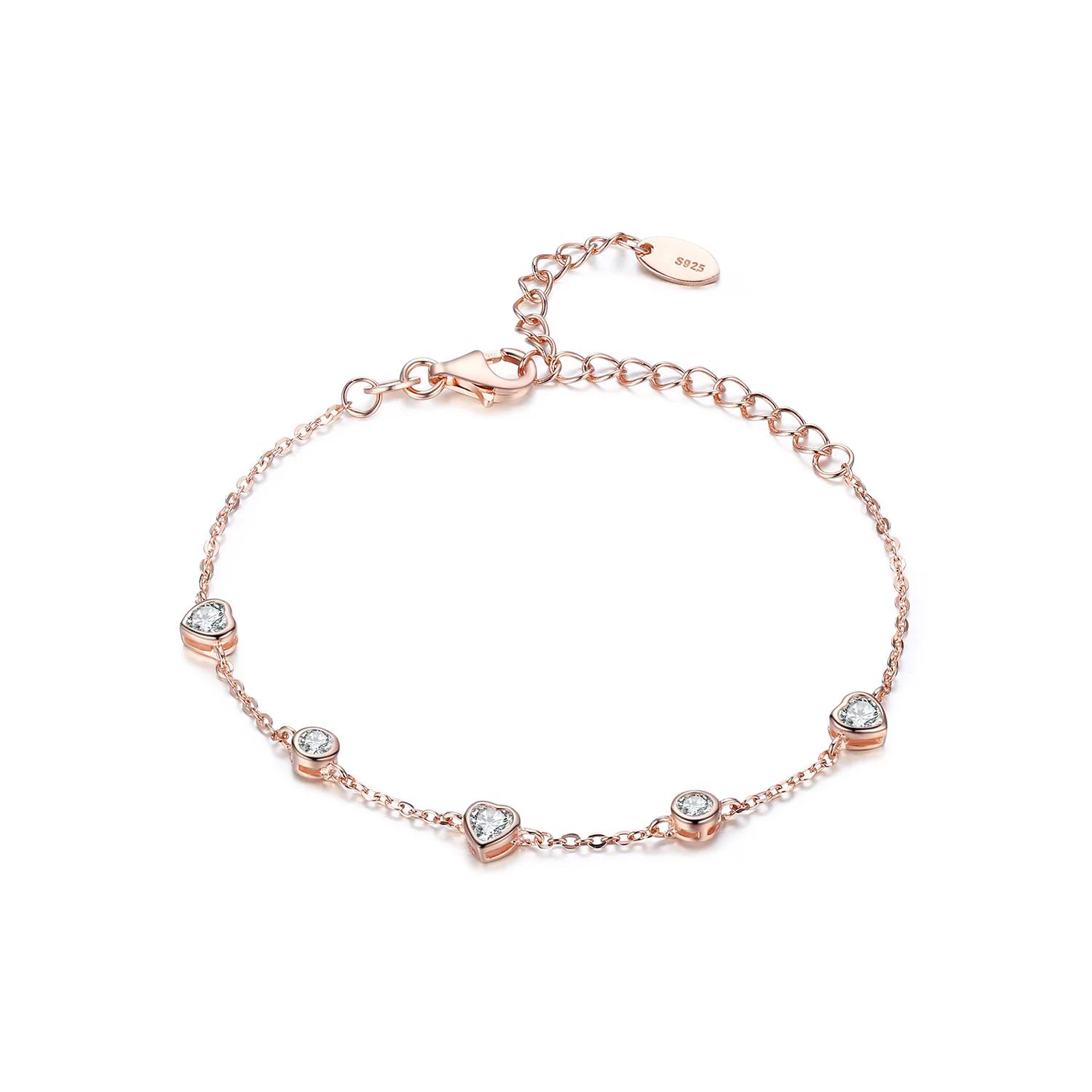 Rose Gold Little Hearts ezüst karkötő