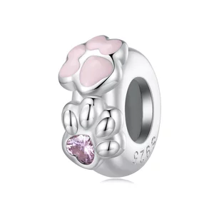 Rózsaszín Sparkling Paw ezüst talizmán