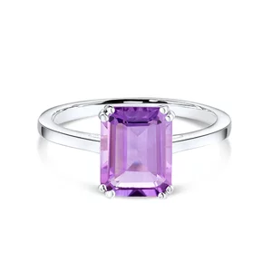 Silver Rectangle Amethyst Elegance ezüst gyűrű