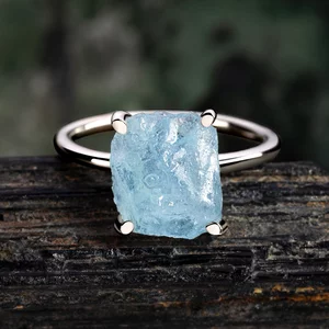 Silver Simple Stone Aquamarine ezüst gyűrű