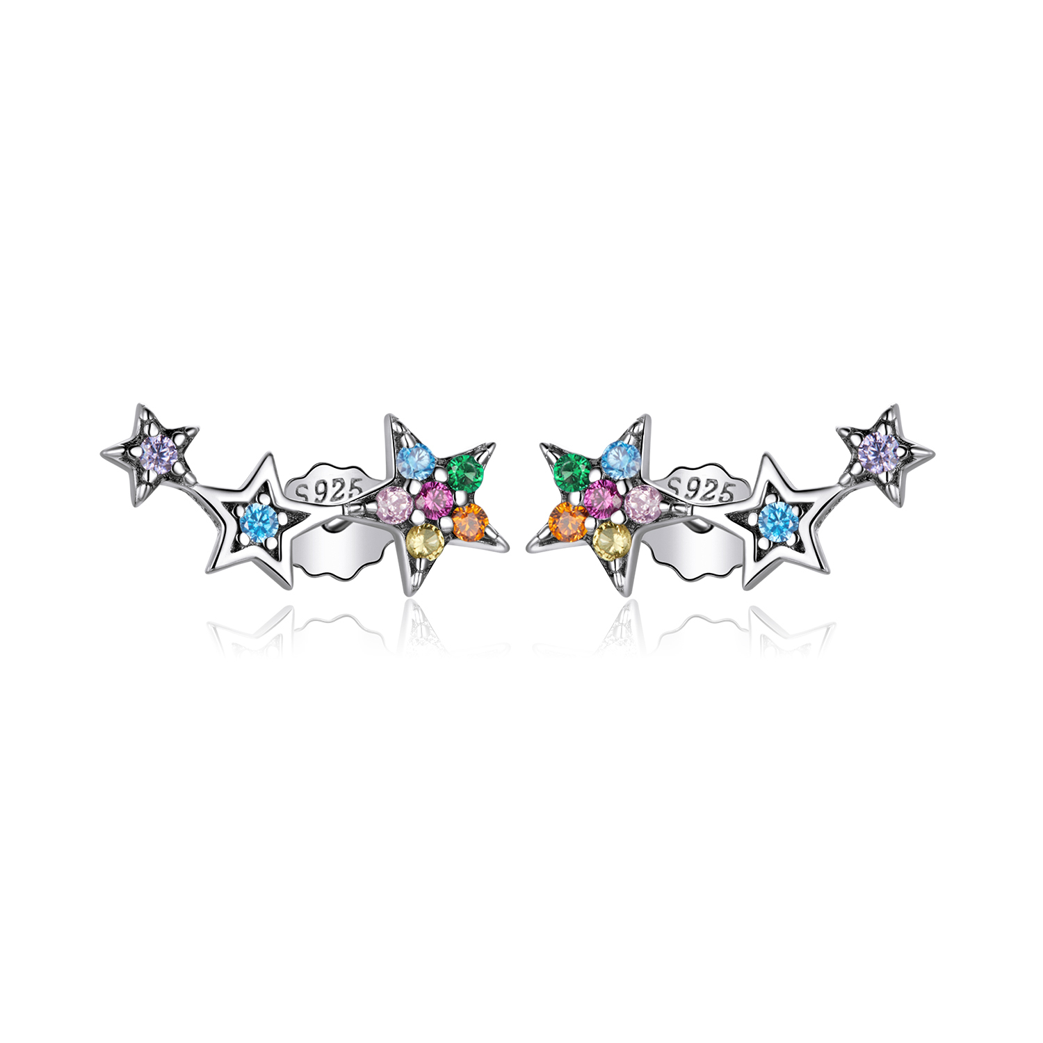 Cercei din argint Multicolored Stars