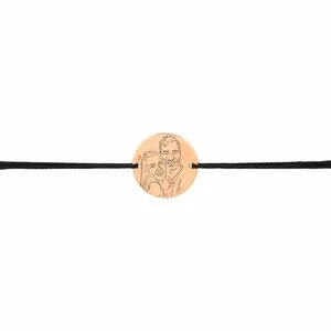 Bratara cu snur Banut Rose din argint 16.5 mm personalizat cu poza