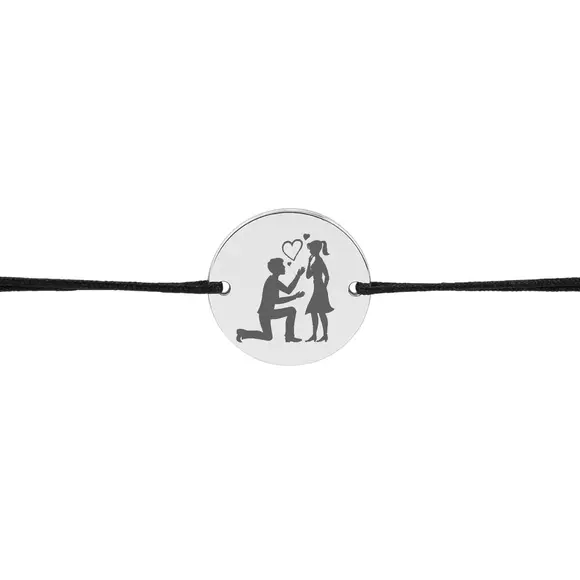 Bratara cu snur Banut Silver din argint 16,5 mm personalizata cu text si simbol