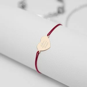 Bratara cu snur Inima Rose 20 mm personalizata cu text si simbol