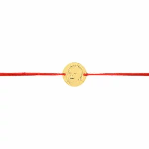 Bratara cu snur pentru copii Banut Golden din argint 10 mm personalizat cu poza