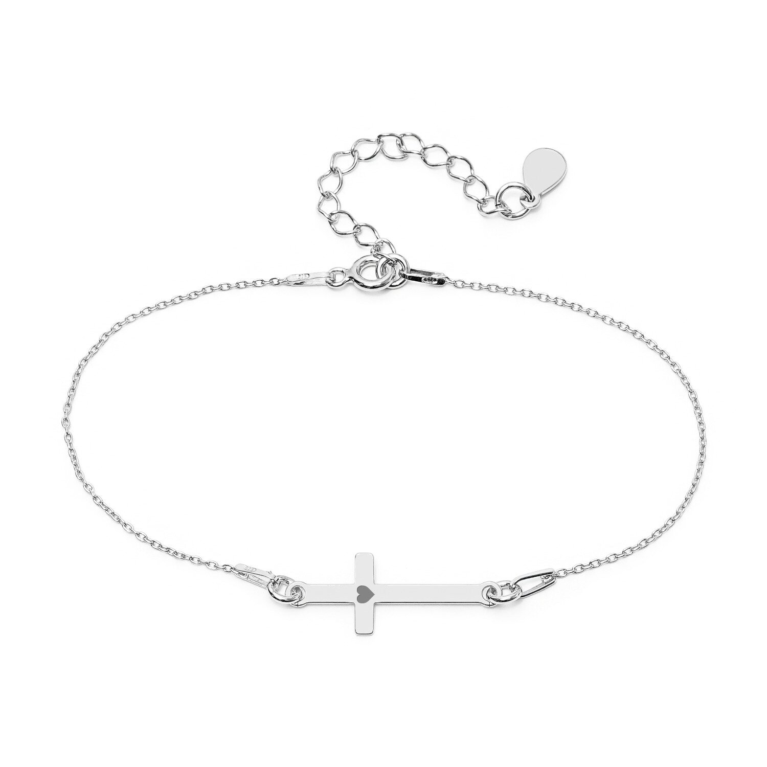 Bratara de argint cruciulita silver 21.5 mm cu text/ simbol