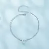 Bratara de glezna din argint  Double Chain Heart picture - 4