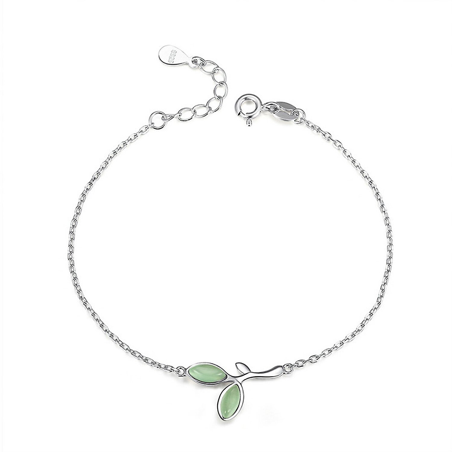 Bratara din argint cu Frunze Verzi