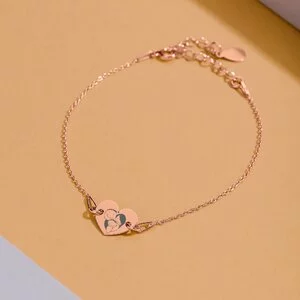 Bratara din argint Inima Rose 12 mm cu text/ simbol