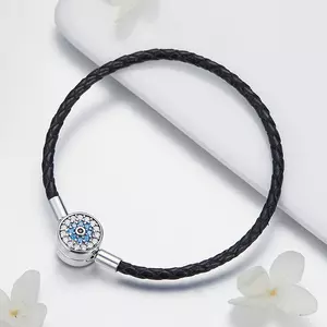 Bratara din argint Leather Blue Eye