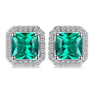 Cercei de argint Elegant Square Emerald