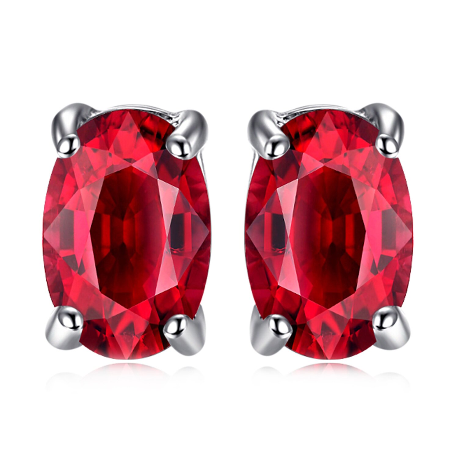 Cercei de argint oval ruby