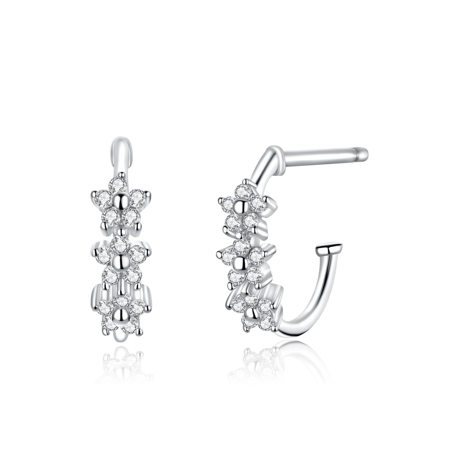 Cercei din argint Beautiful Trio Flowers