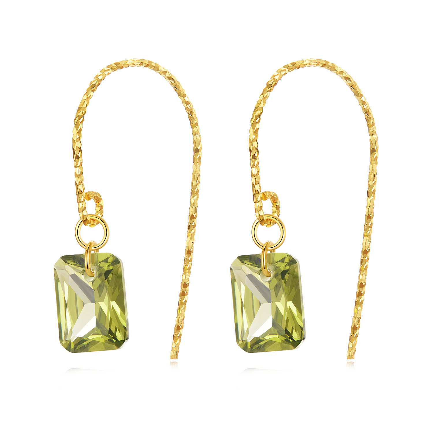 Cercei din argint Big Green Crystal image3