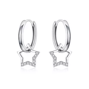 Cercei din argint Big Shiny Star Hoops