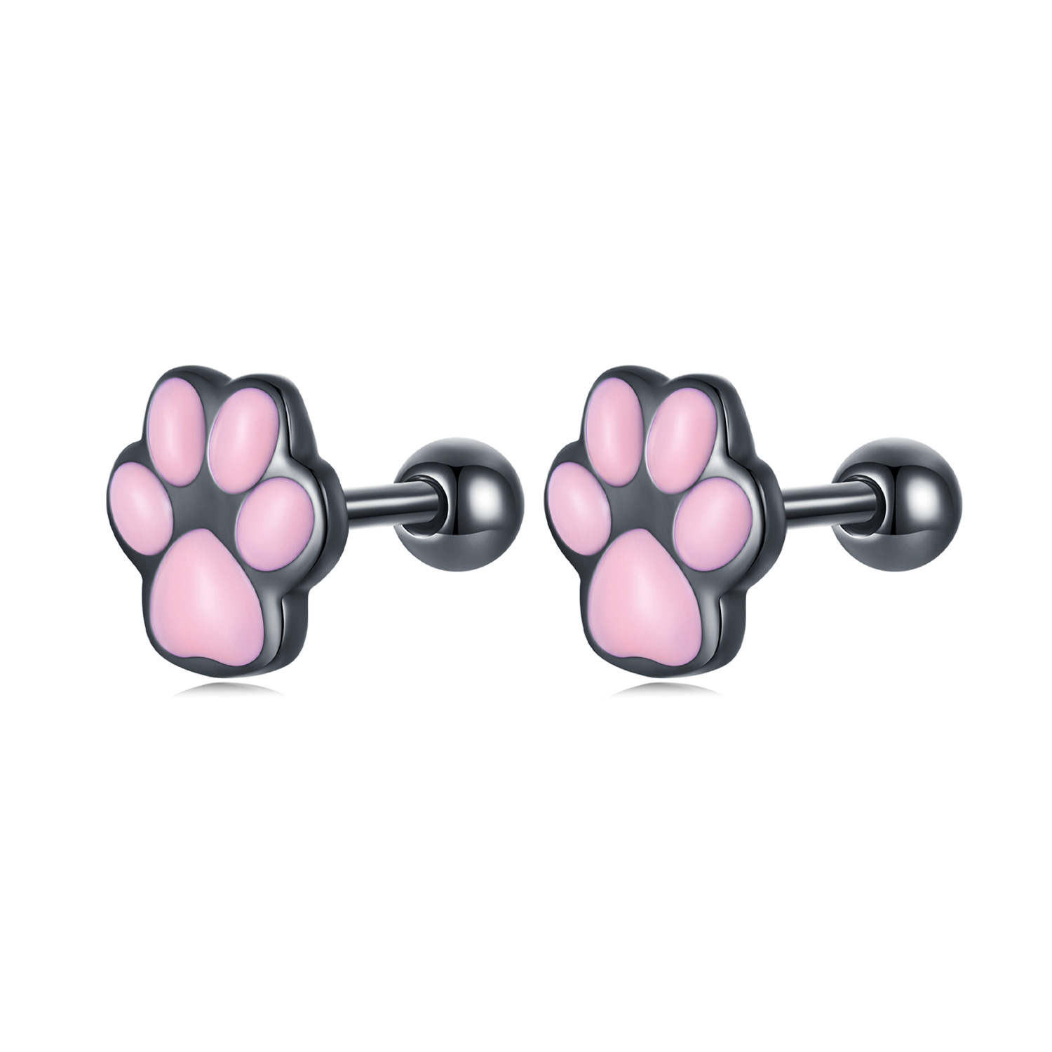 Cercei din argint Black and Pink Paw
