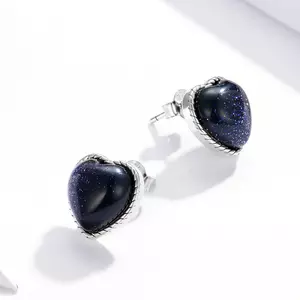 Cercei din argint Black Sparkling Hearts