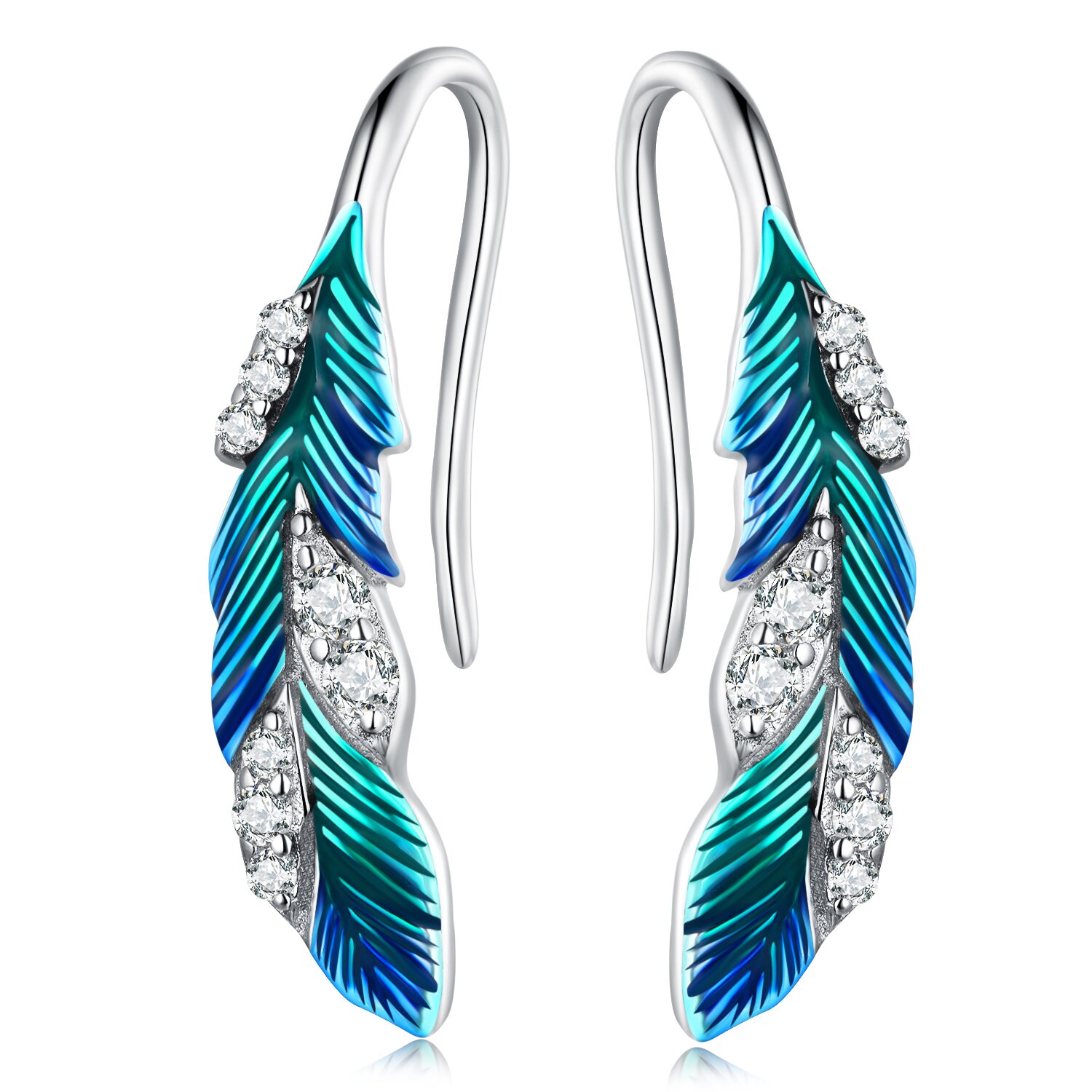 Cercei din argint blue feather