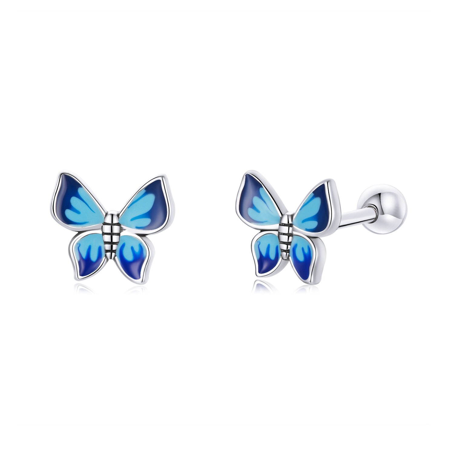 Cercei din argint blue fire butterfly