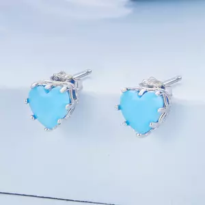 Cercei din argint Blue Matte Crystal Heart