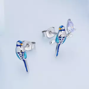 Cercei din argint Blue Parrots