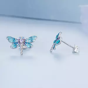 Cercei din argint Blue Shine Dragonfly