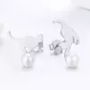 Cercei din argint Cat on Pearl