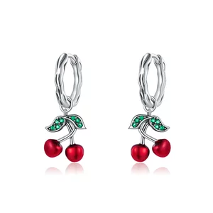 Cercei din argint Cherry Hoops