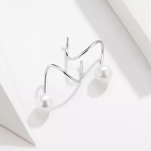 Cercei din argint Circle Pearl Earrings
