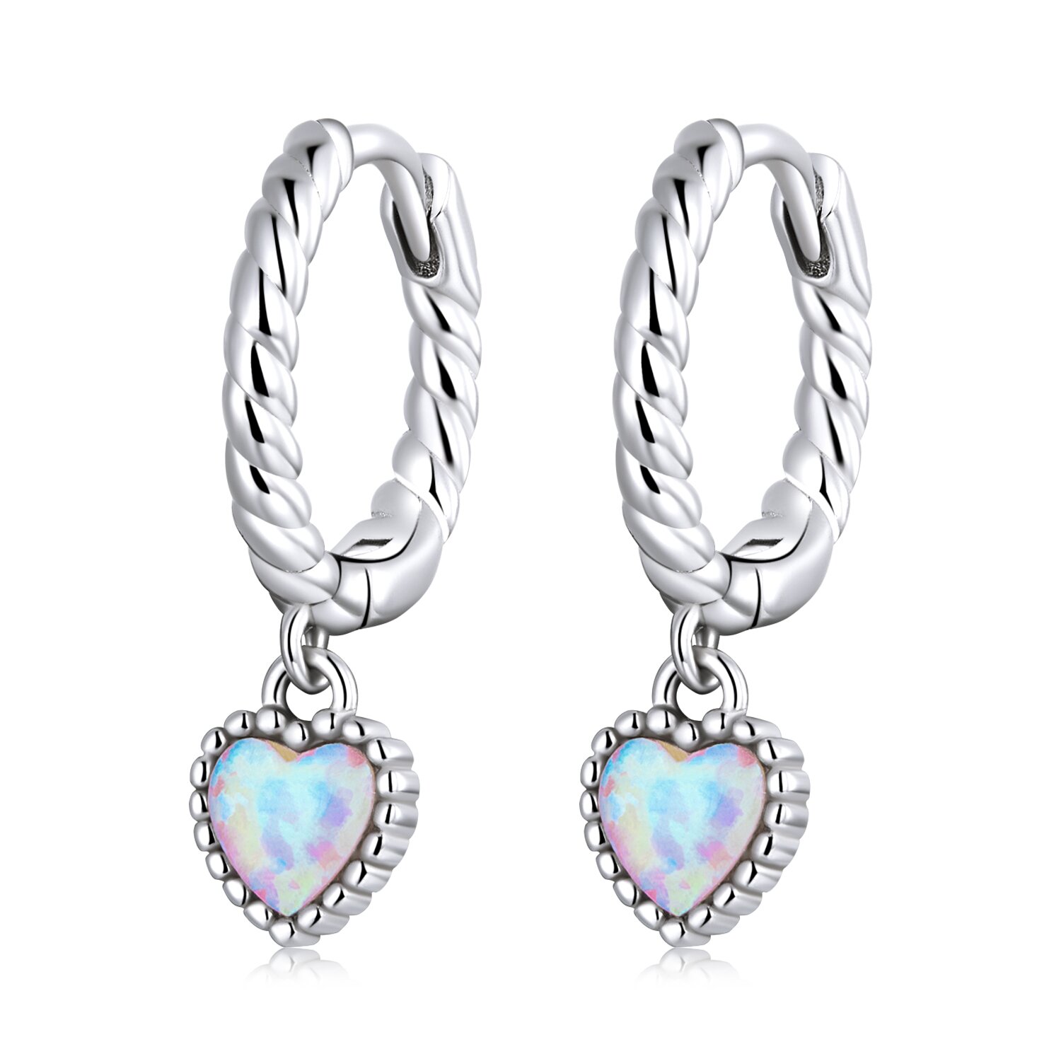 Cercei din argint color love heart